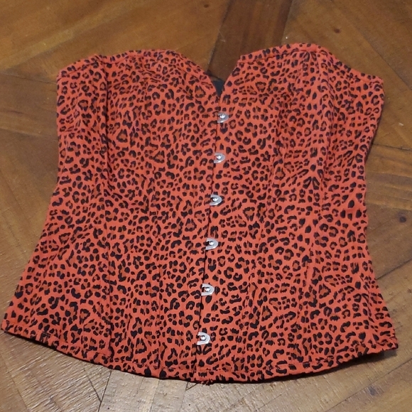 PrettyLittleThing Red and Black Animal Print Bodysuit - Picture 1 of 3